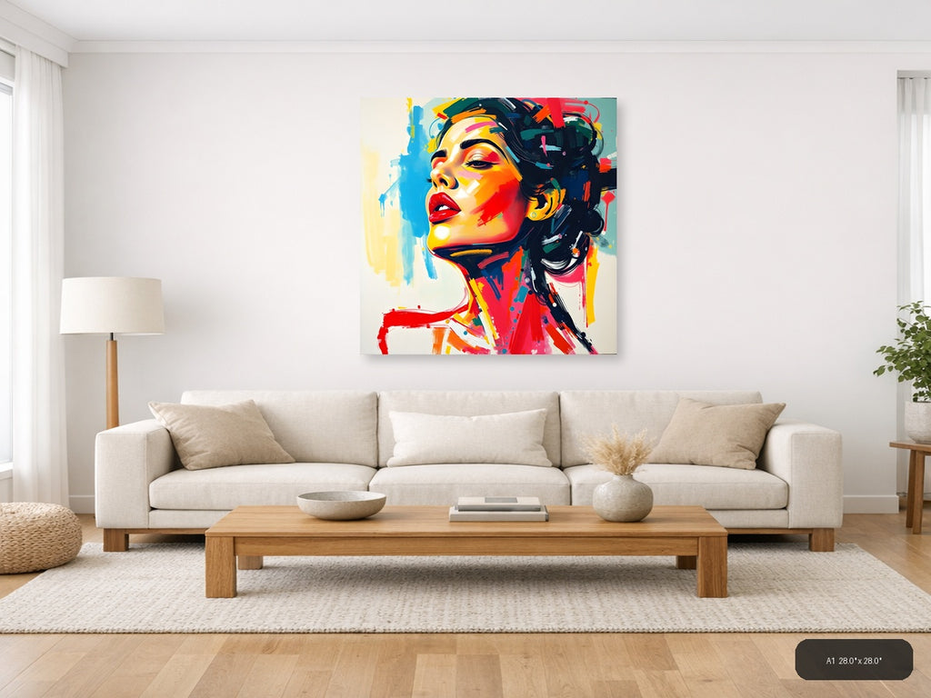 Colorful Abstract Portrait Pop Art Style Wall Art — A1 / Living Room