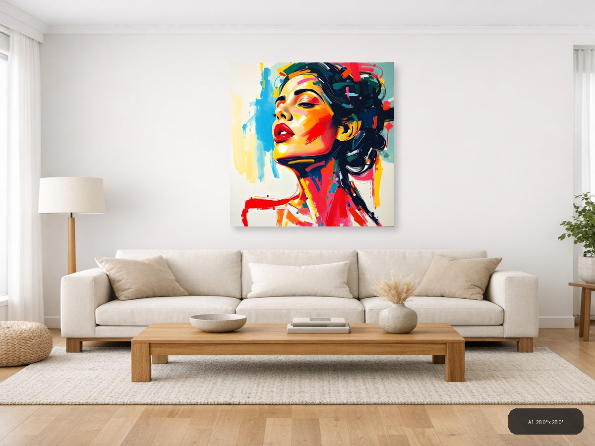 Colorful Abstract Portrait Pop Art Style Wall Art — A1 / Living Room