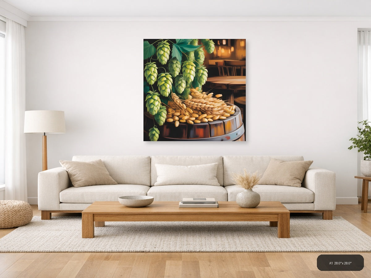 Hops and Barley Brewery Wall Art Print — A1 / Living Room