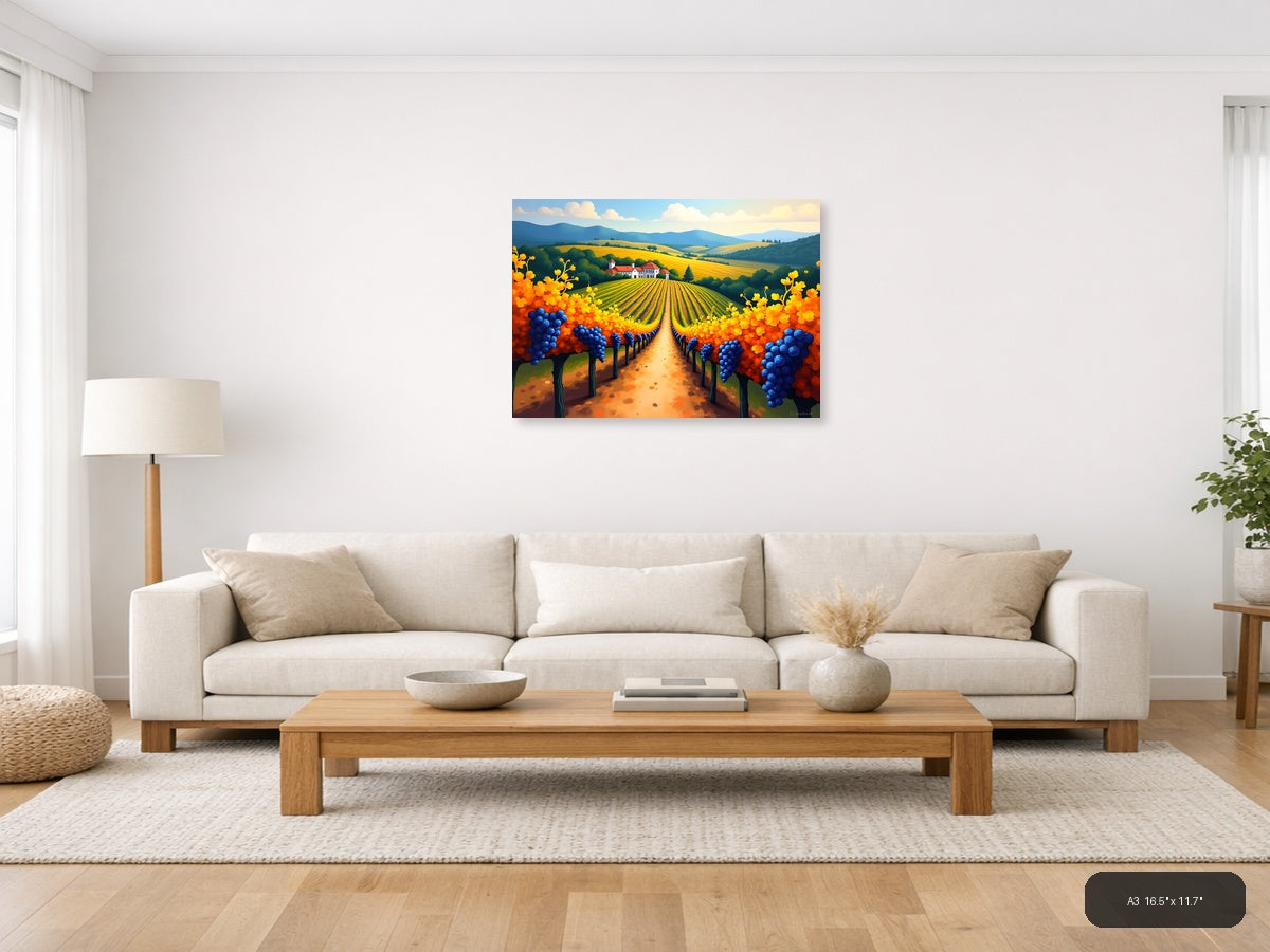 Vineyard Path Landscape Abstract Wall Art — A3 / Living Room