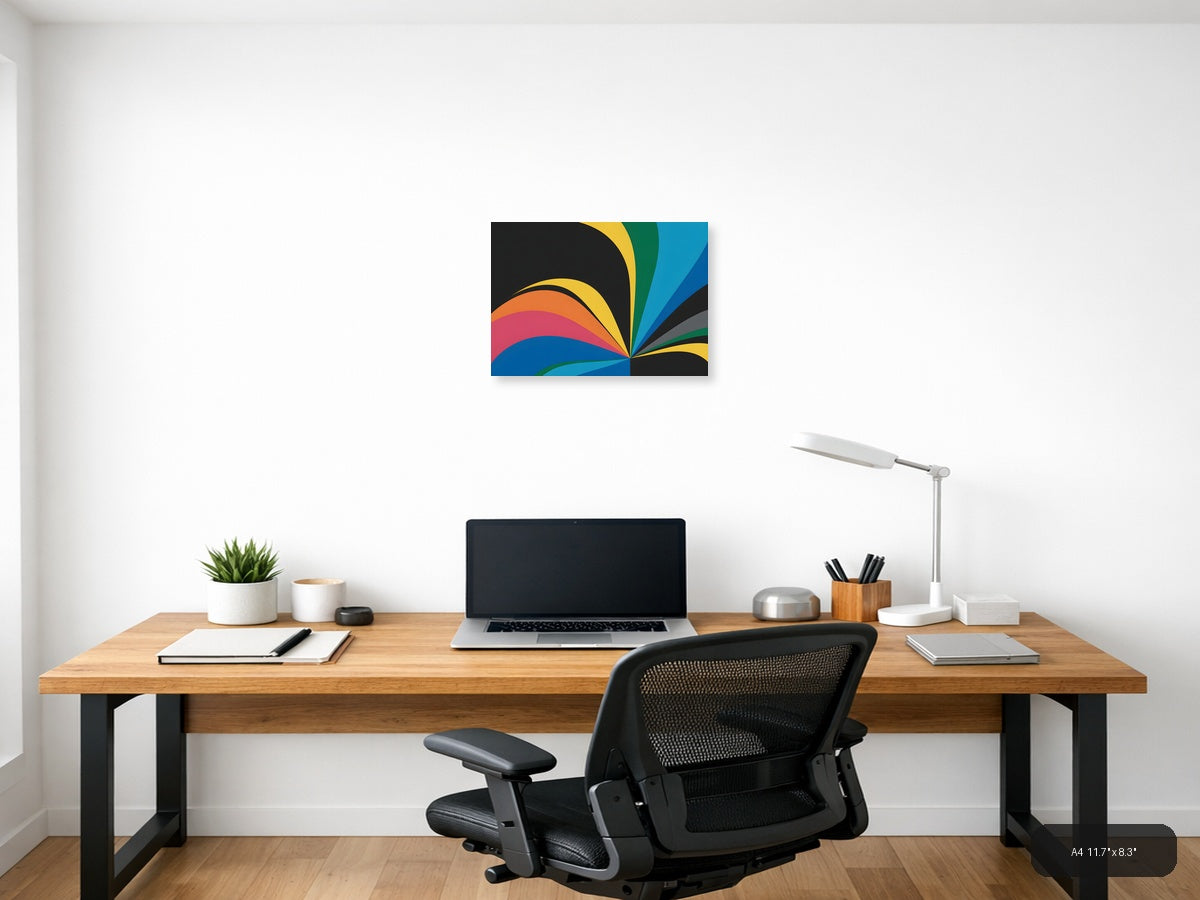 Colorful Rainbow Wave Abstract Photography Wall Art — A4 / Office
