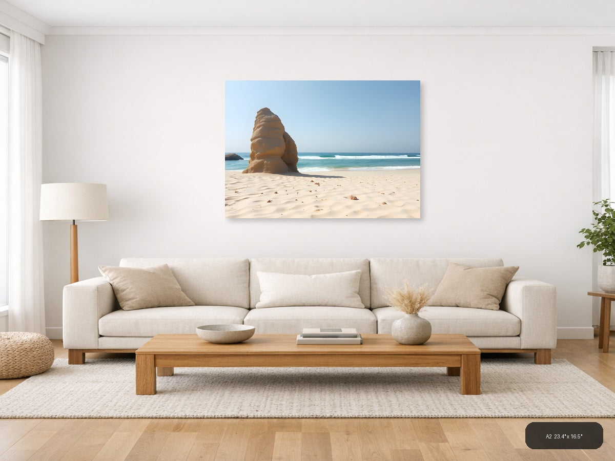 Minimalist Beach Rock Formation Wall Art — A2 / Living Room