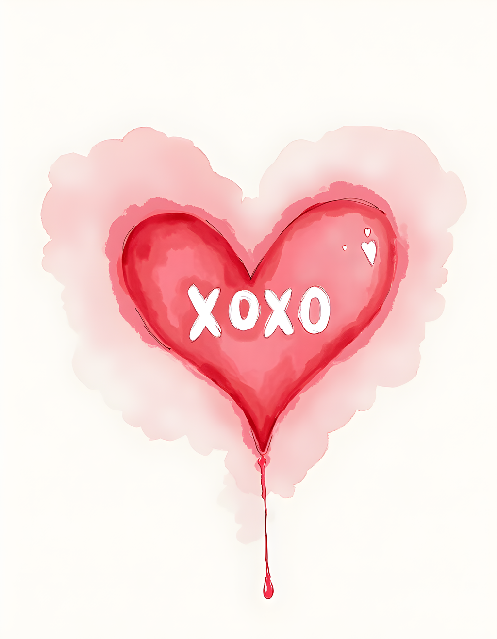 XOXO Red Heart Watercolor Wall Art