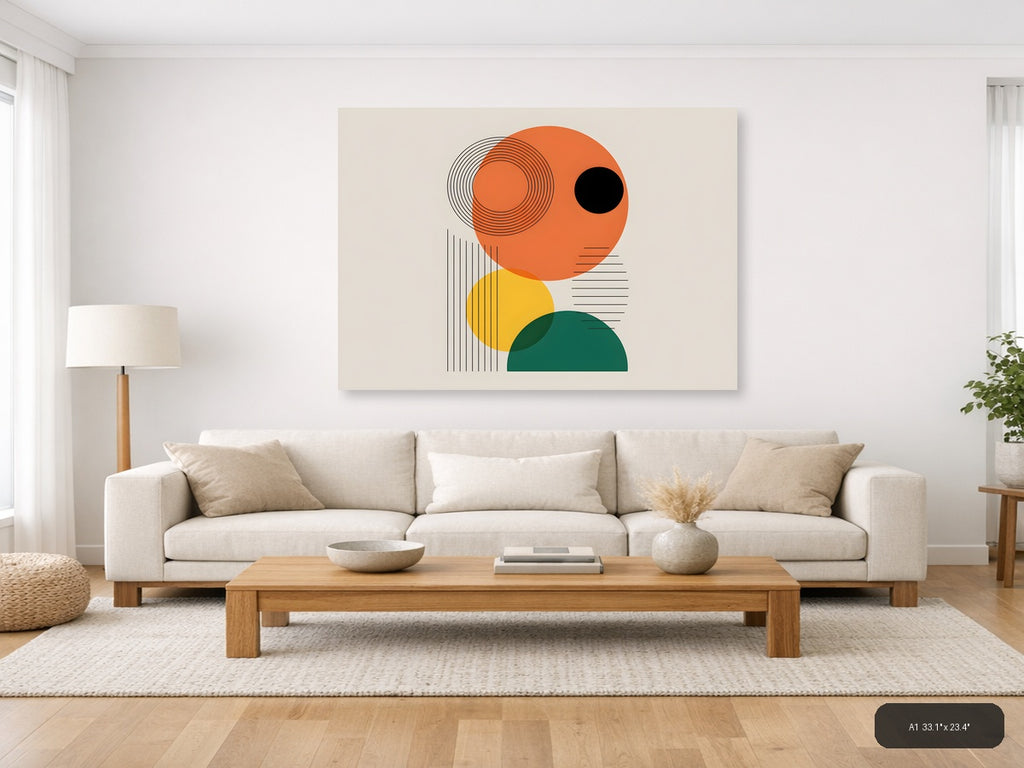 Abstract Geometric Circles Line Art Wall Art — A1 / Living Room