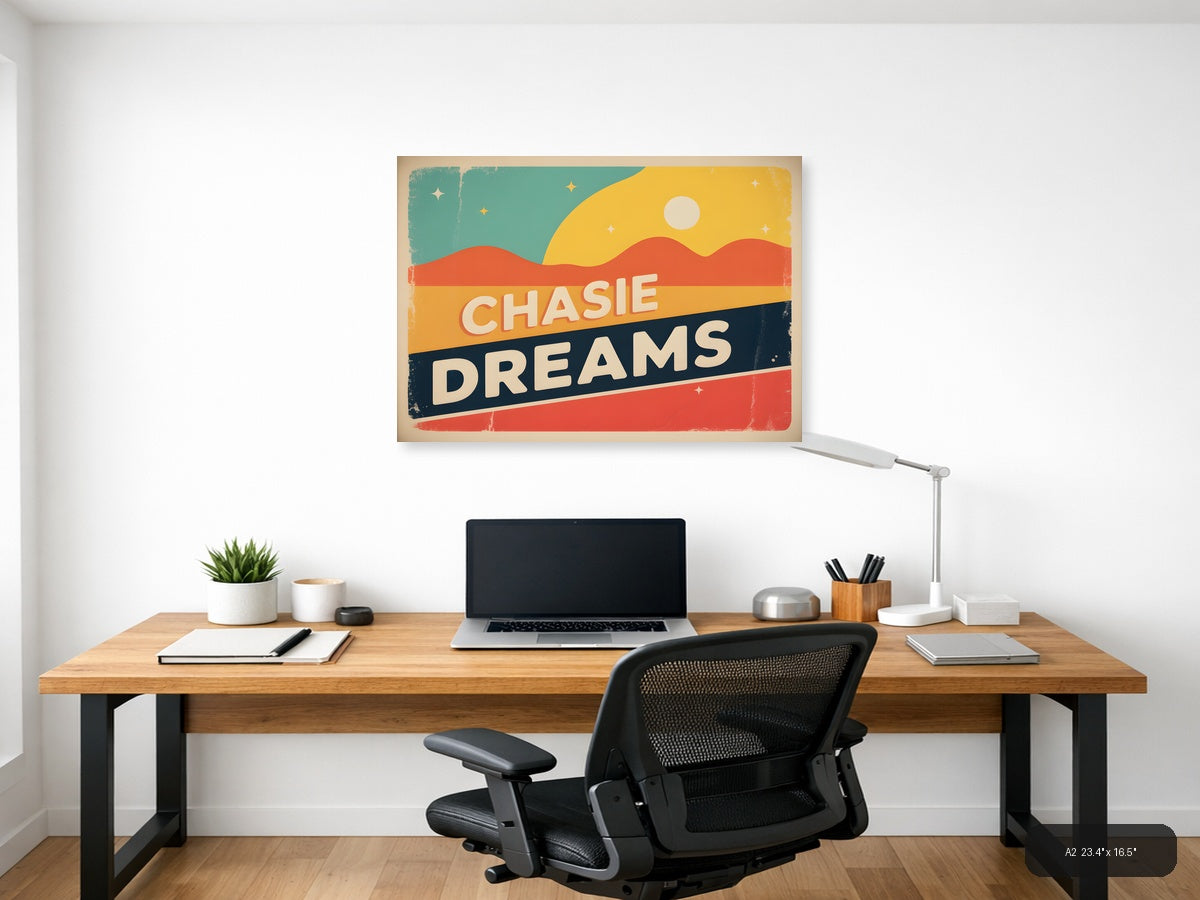 Chasie Dreams Vintage Desert Landscape Wall Art — A2 / Office