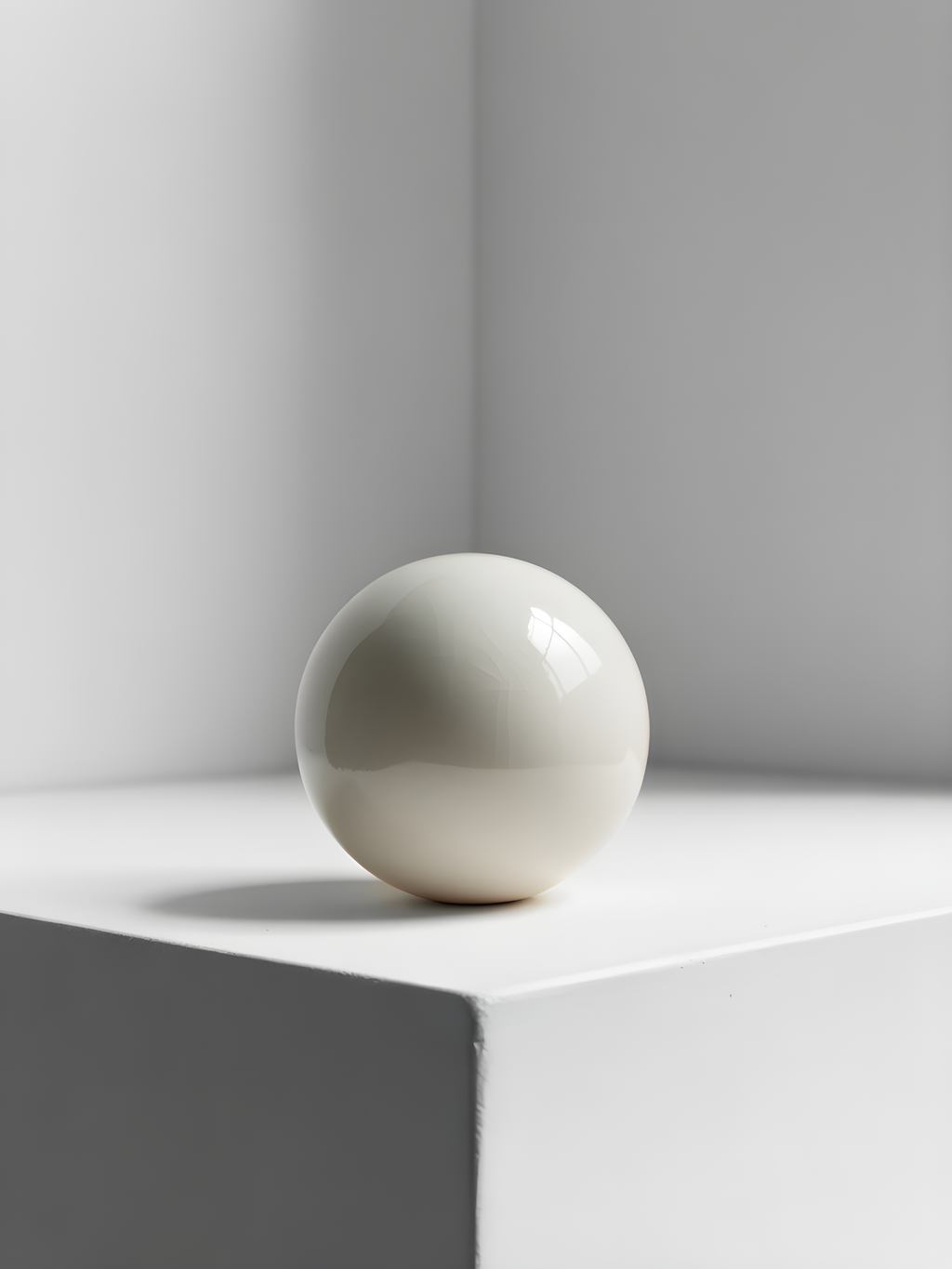 Minimalist White Sphere on Pedestal Wall Art