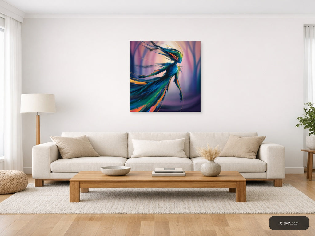 Colorful Abstract Woman Silhouette Wind Flow Wall Art — A2 / Living Room
