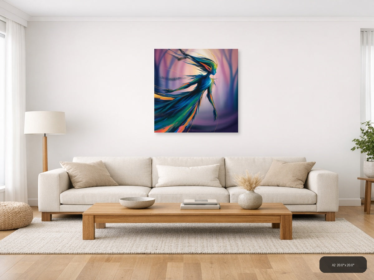 Colorful Abstract Woman Silhouette Wind Flow Wall Art — A2 / Living Room