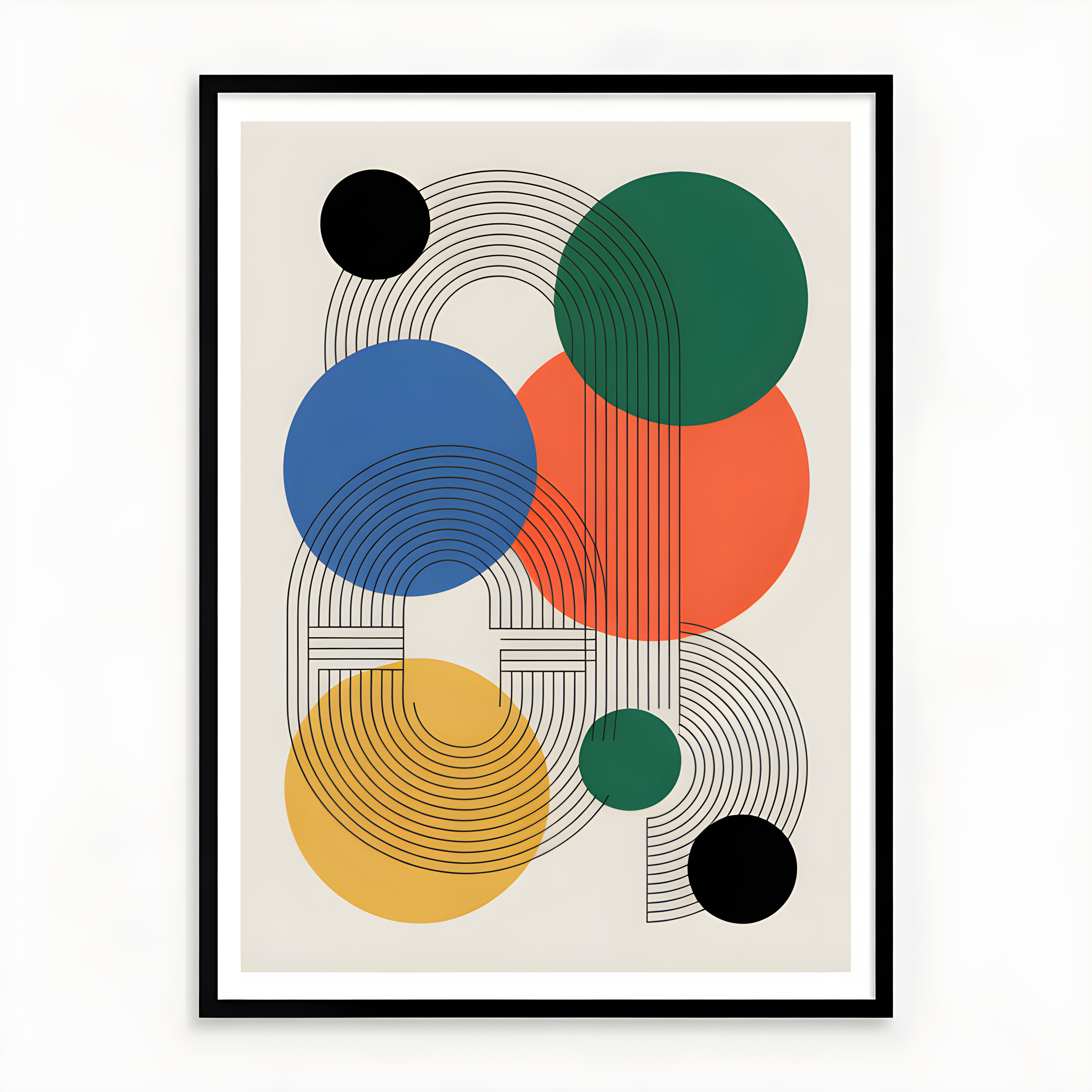 Colourful Geometric Circles Line Art Wall Art