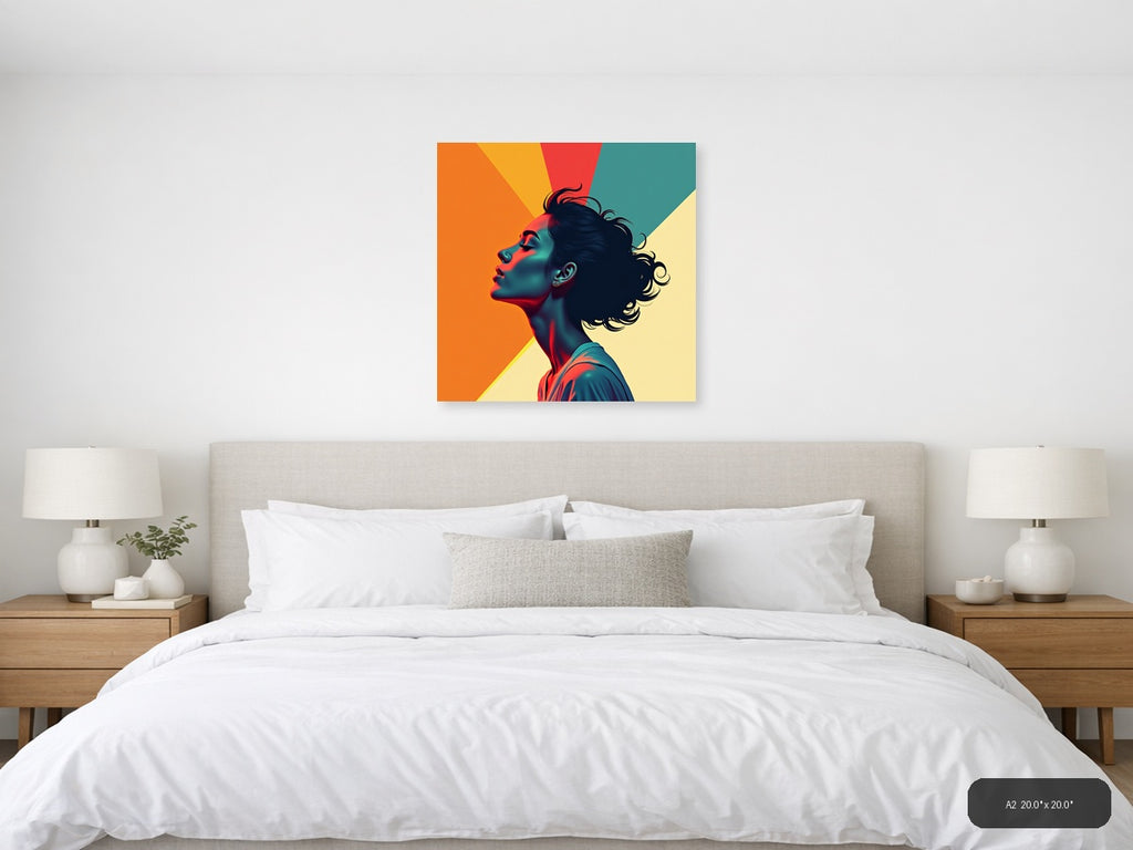 Colorful Pop Art Portrait Profile Woman Wall Art — A2 / Bedroom