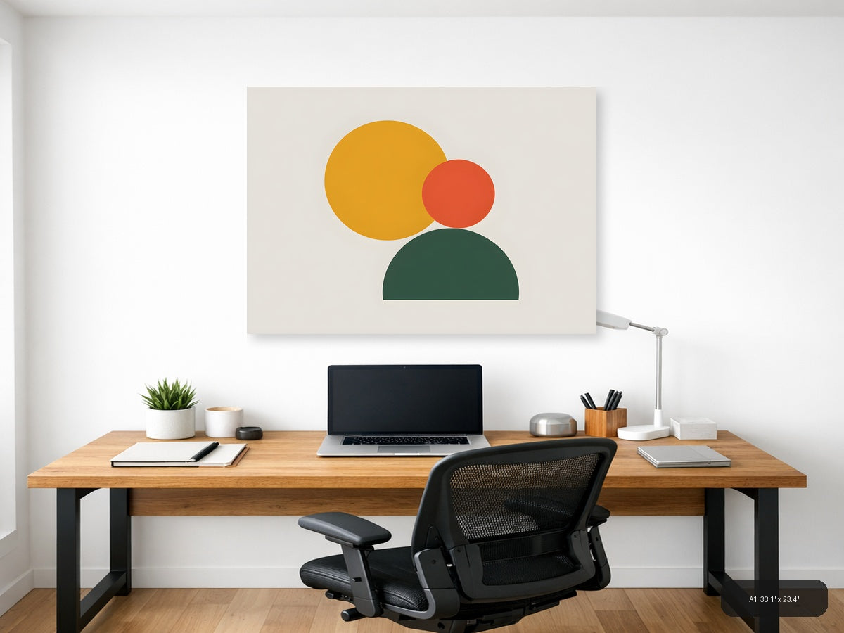 Minimalist Geometric Circles Abstract Wall Art — A1 / Office