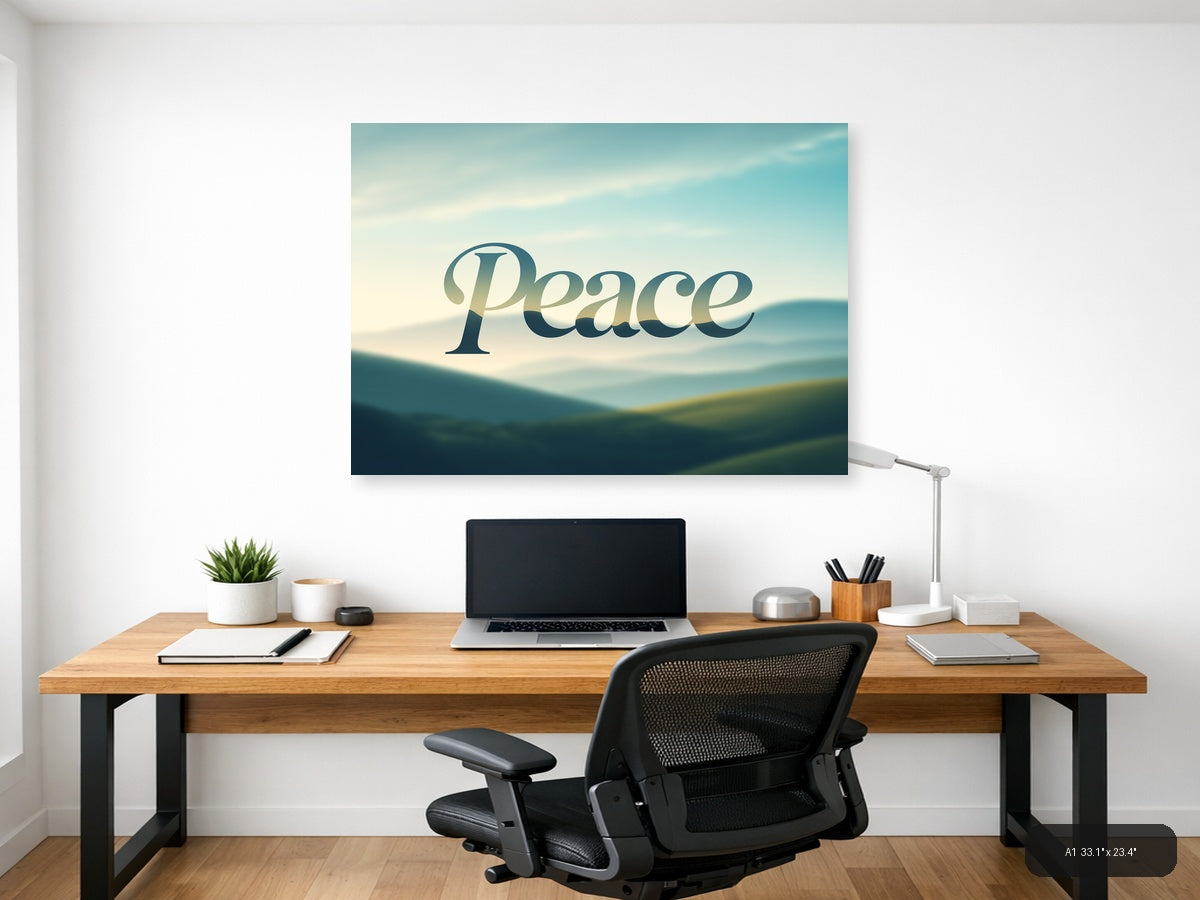 Peace Typography Landscape Mountain Wall Art — A1 / Office