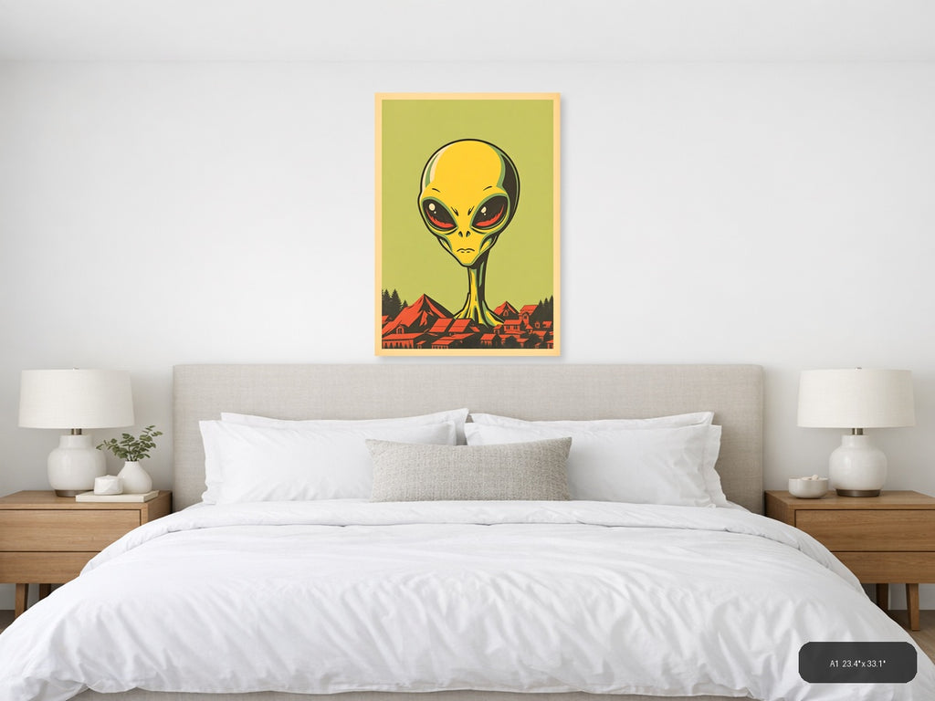Vintage Alien Invasion Retro Pop Art Wall Art — A1 / Bedroom