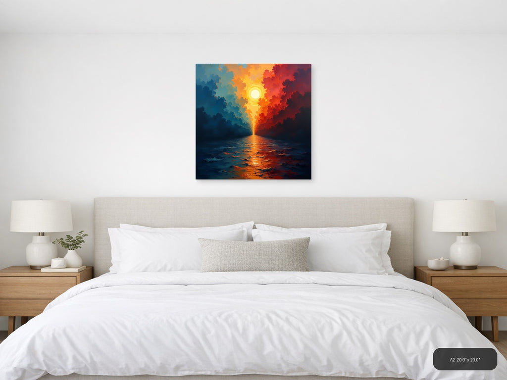 Abstract Sunrise Over Ocean - Dramatic Sky Wall Art — A2 / Bedroom