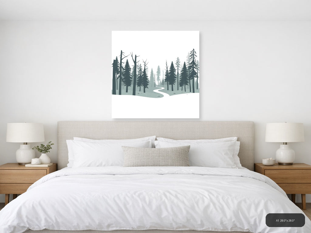 Minimalist Forest Path Canvas Wall Art — A1 / Bedroom