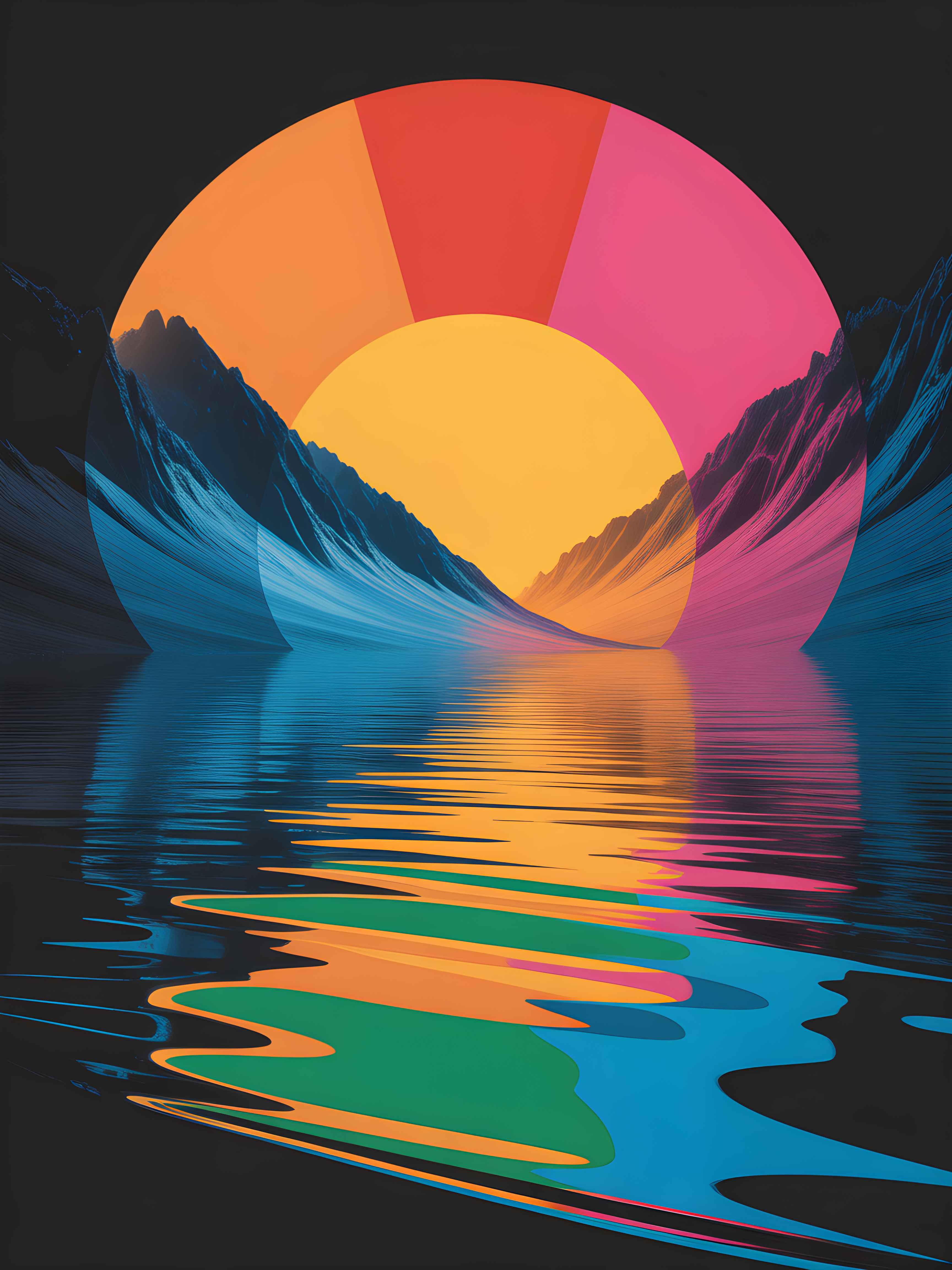 Colorful Sunset Mountain Landscape Photography Wall Art