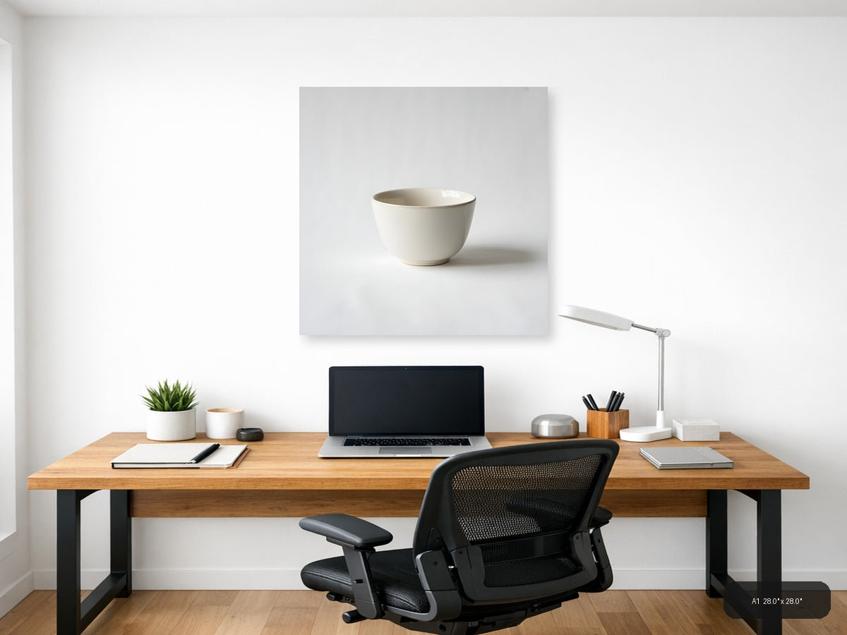Minimalist Cream Ceramic Bowl Square Wall Art — A1 / Office