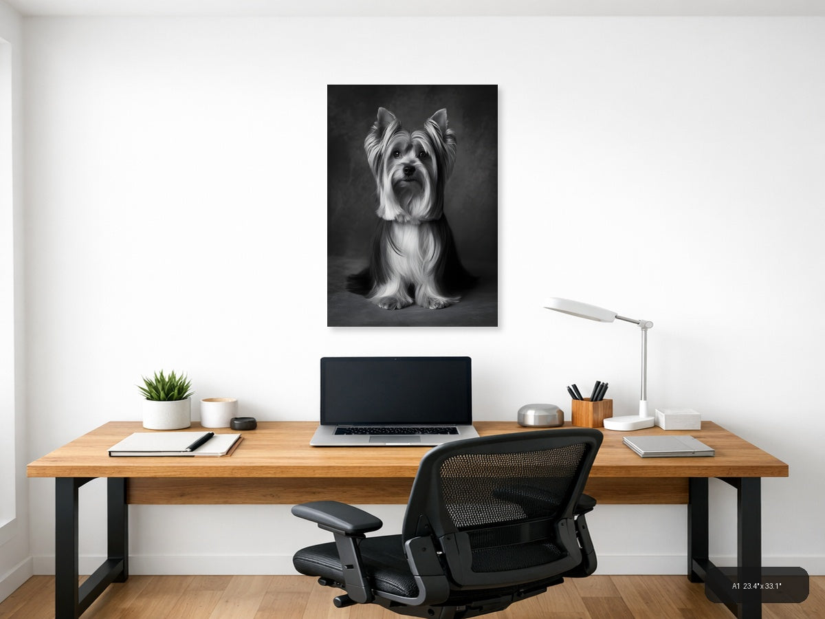 Shih Tzu Portrait Black and White Photography Wall Art — A1 / Office