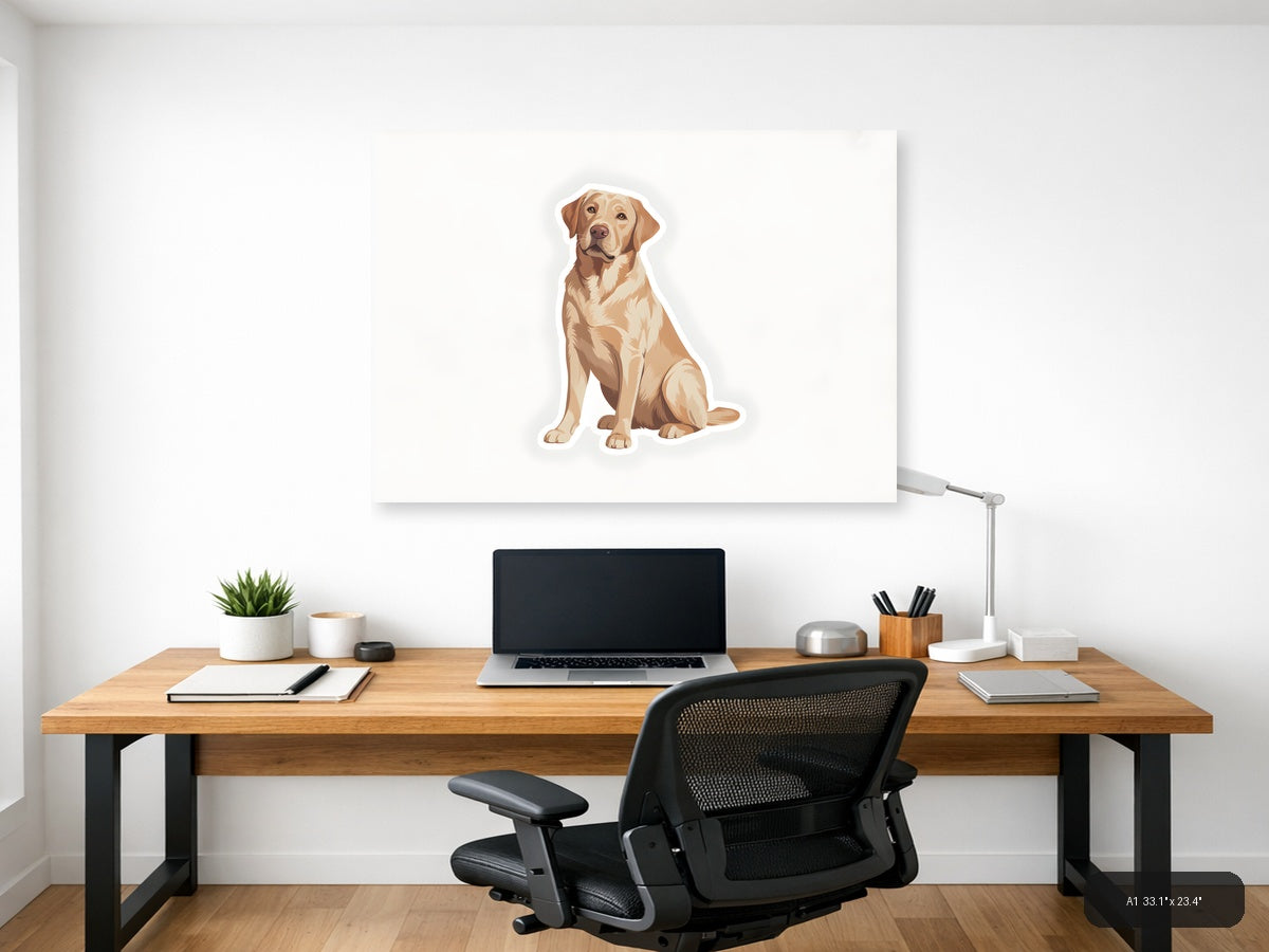 Golden Labrador Minimalist Portrait Wall Art — A1 / Office