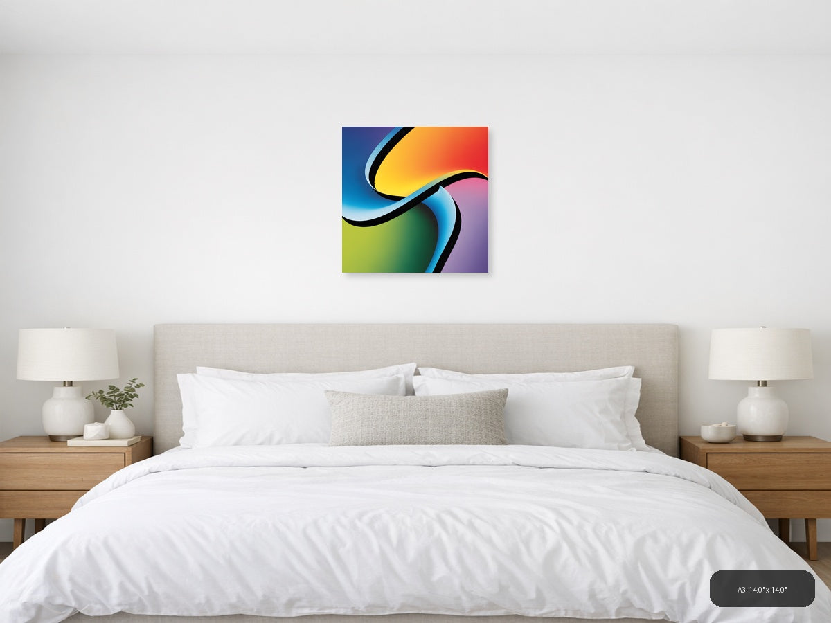 Colorful Abstract Wave Photography Wall Art — A3 / Bedroom