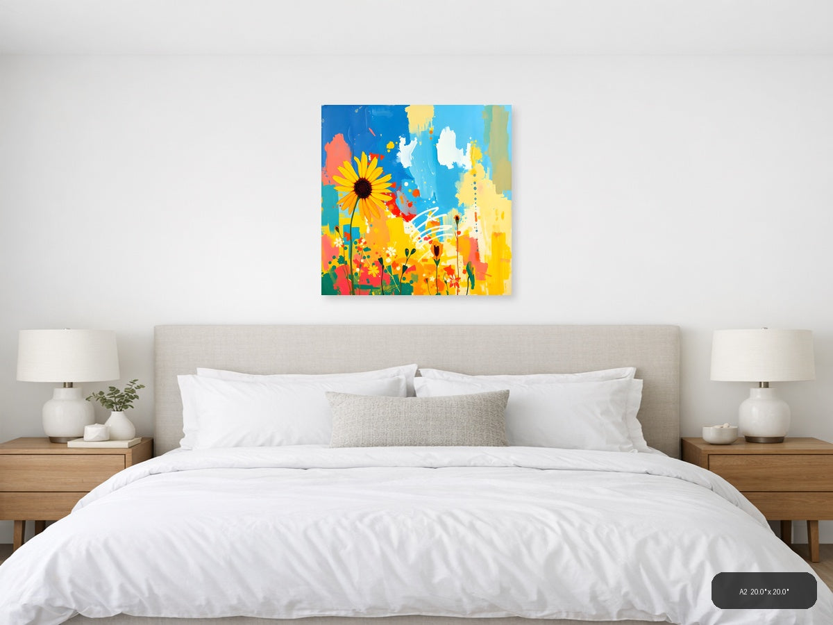 Abstract Sunflower Garden Blue Sky Wall Art — A2 / Bedroom