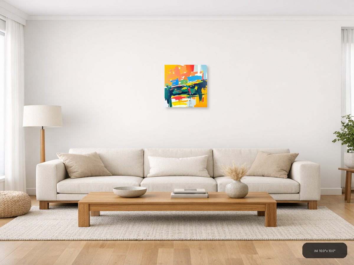 Vibrant Abstract Brushstrokes Colorful Modern Wall Art — A4 / Living Room