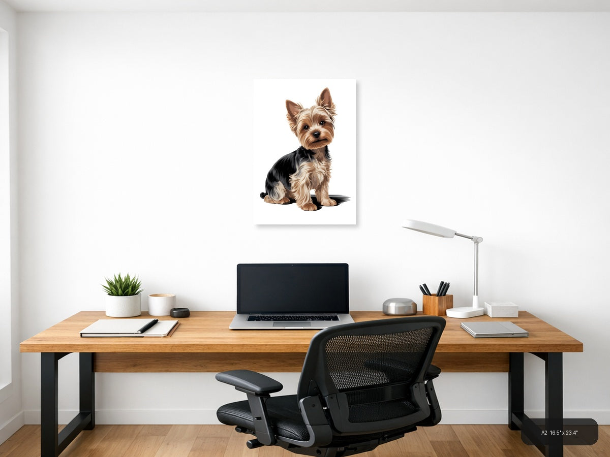 Yorkshire Terrier Portrait Minimalist Wall Art — A2 / Office
