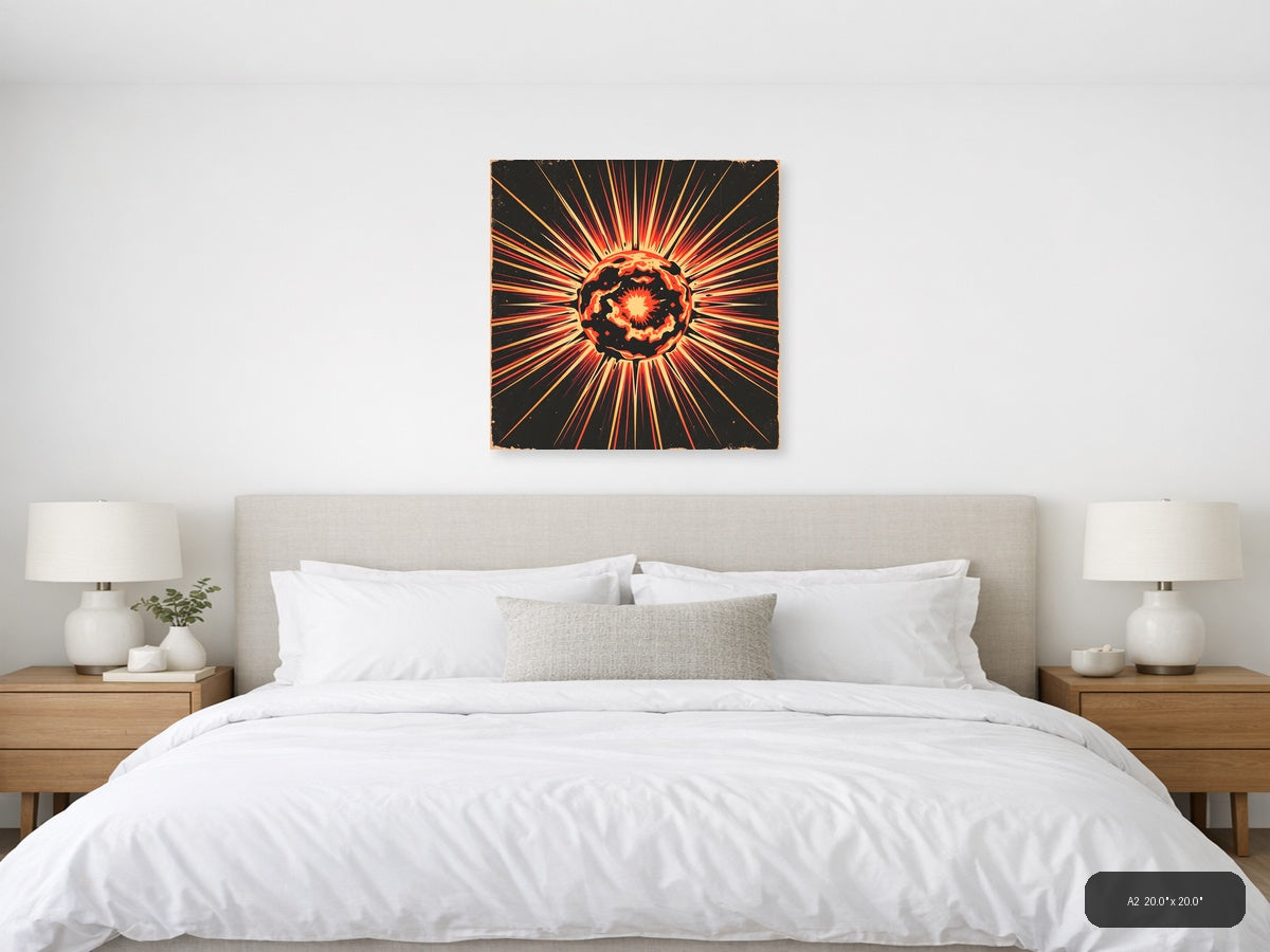 Vintage Explosion Sun Burst Retro Wall Art — A2 / Bedroom