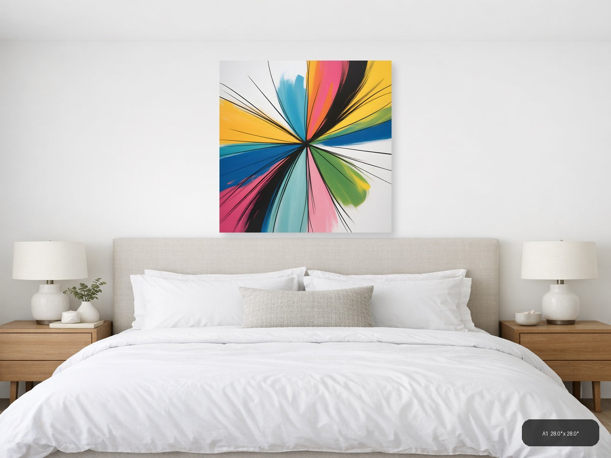 Colorful Radial Burst Abstract Canvas Wall Art — A1 / Bedroom