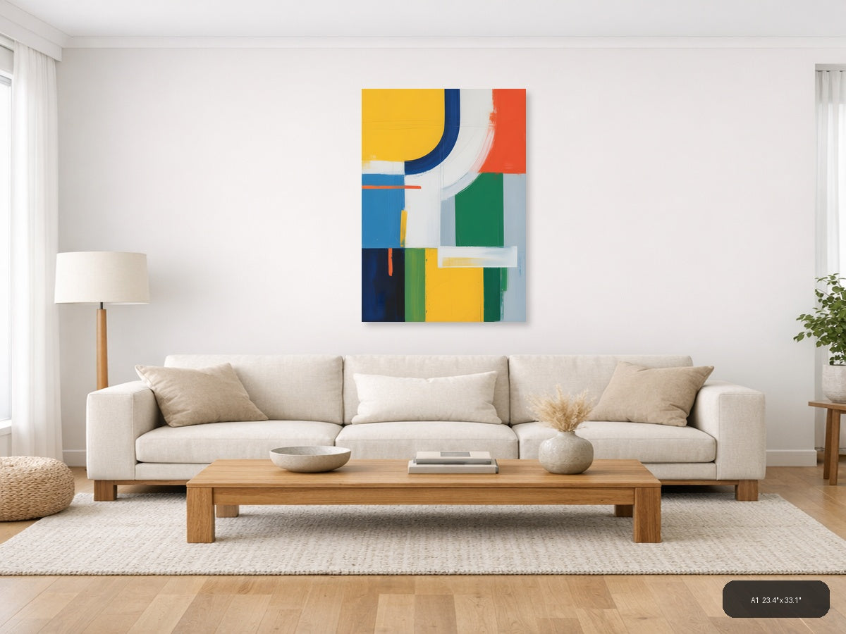 Vibrant Abstract Geometric Composition Modern Wall Art — A1 / Living Room