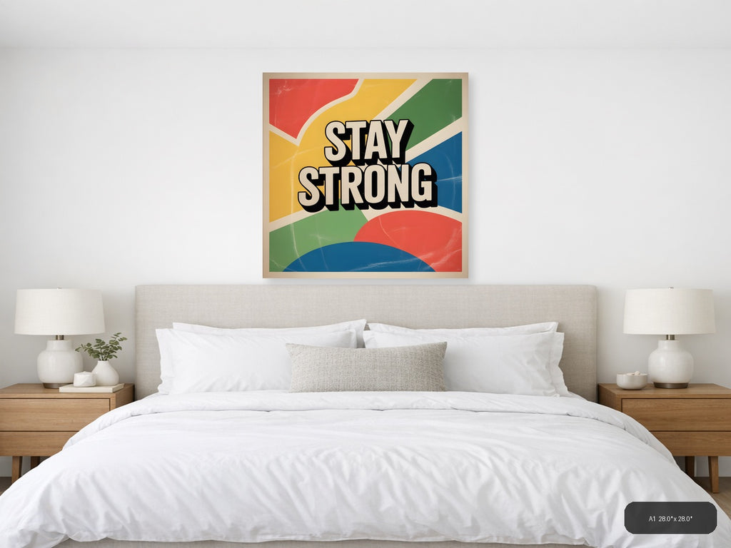 Stay Strong Vintage Motivational Retro Wall Art — A1 / Bedroom