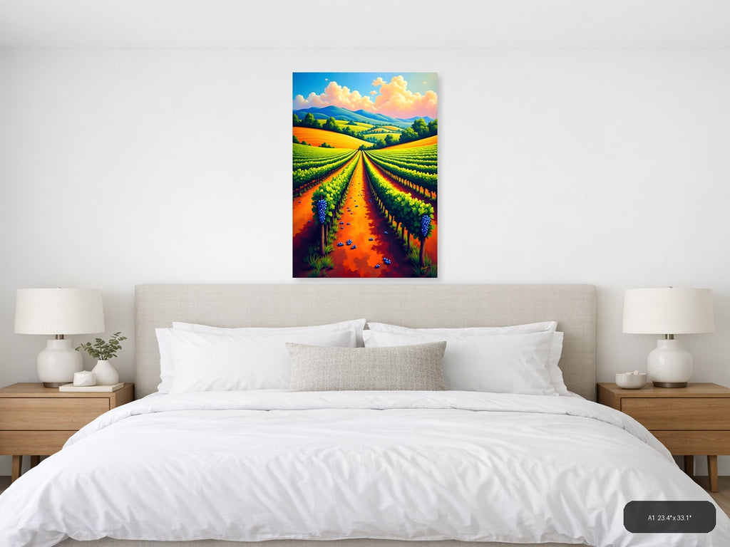 Vibrant Vineyard Landscape Abstract Wall Art — A1 / Bedroom