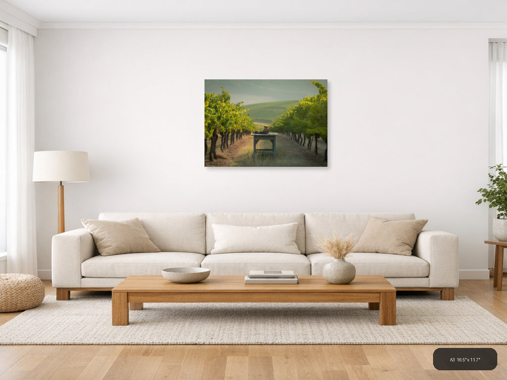 Vineyard Harvest Minimalist Landscape Wall Art — A3 / Living Room
