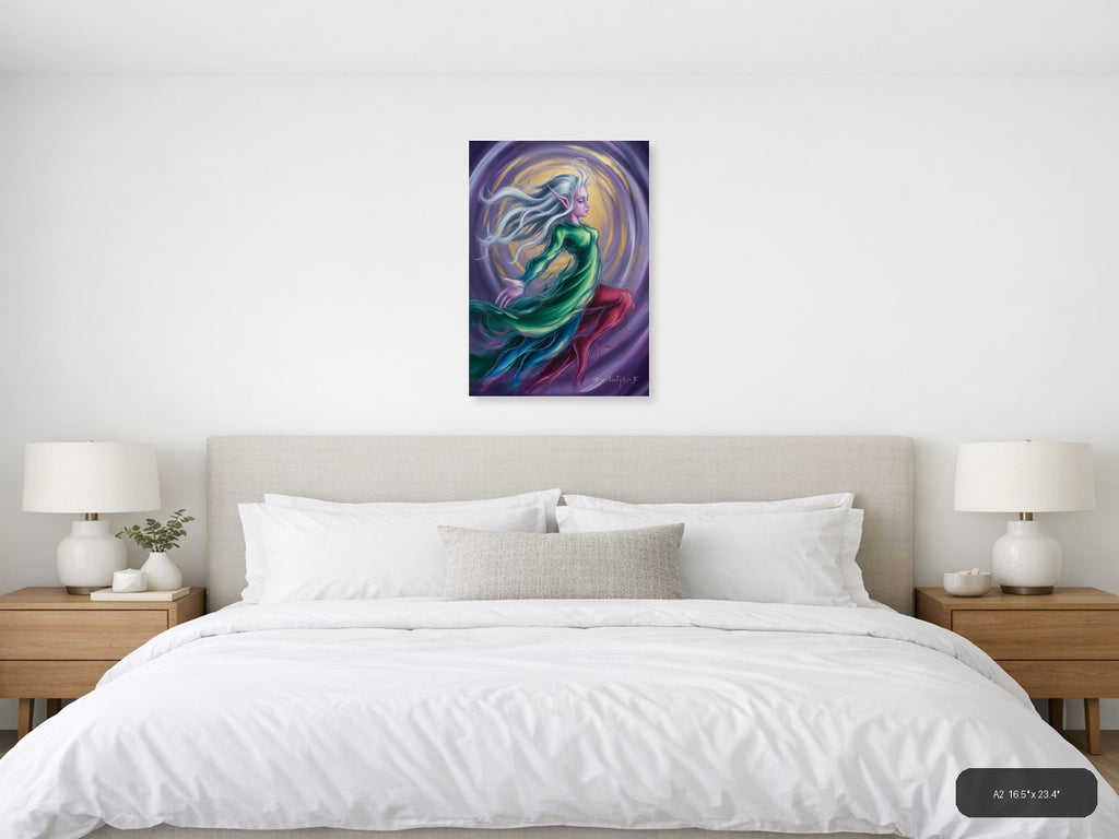 Abstract Ethereal Woman with Flowing Hair Portrait Wall Art — A2 / Bedroom