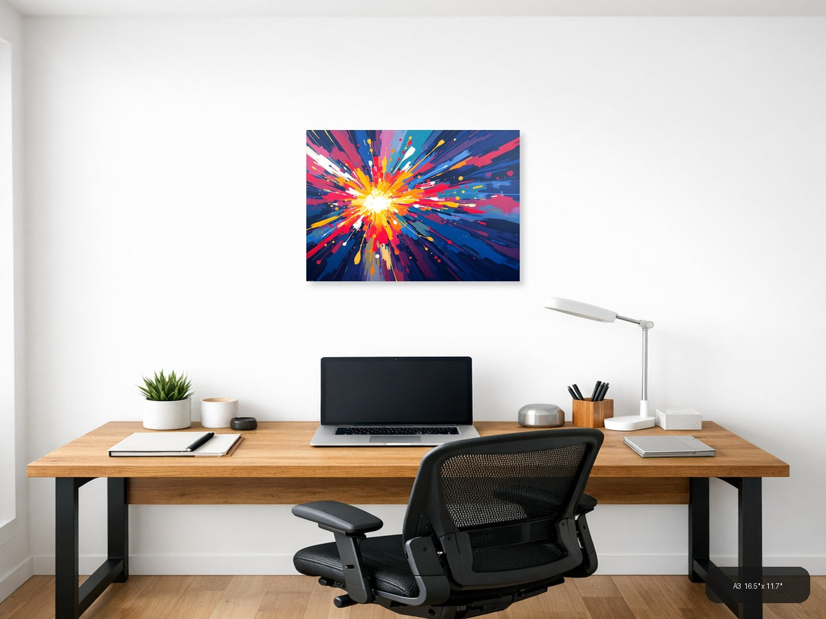 Vibrant Radial Burst Abstract Canvas Wall Art — A3 / Office