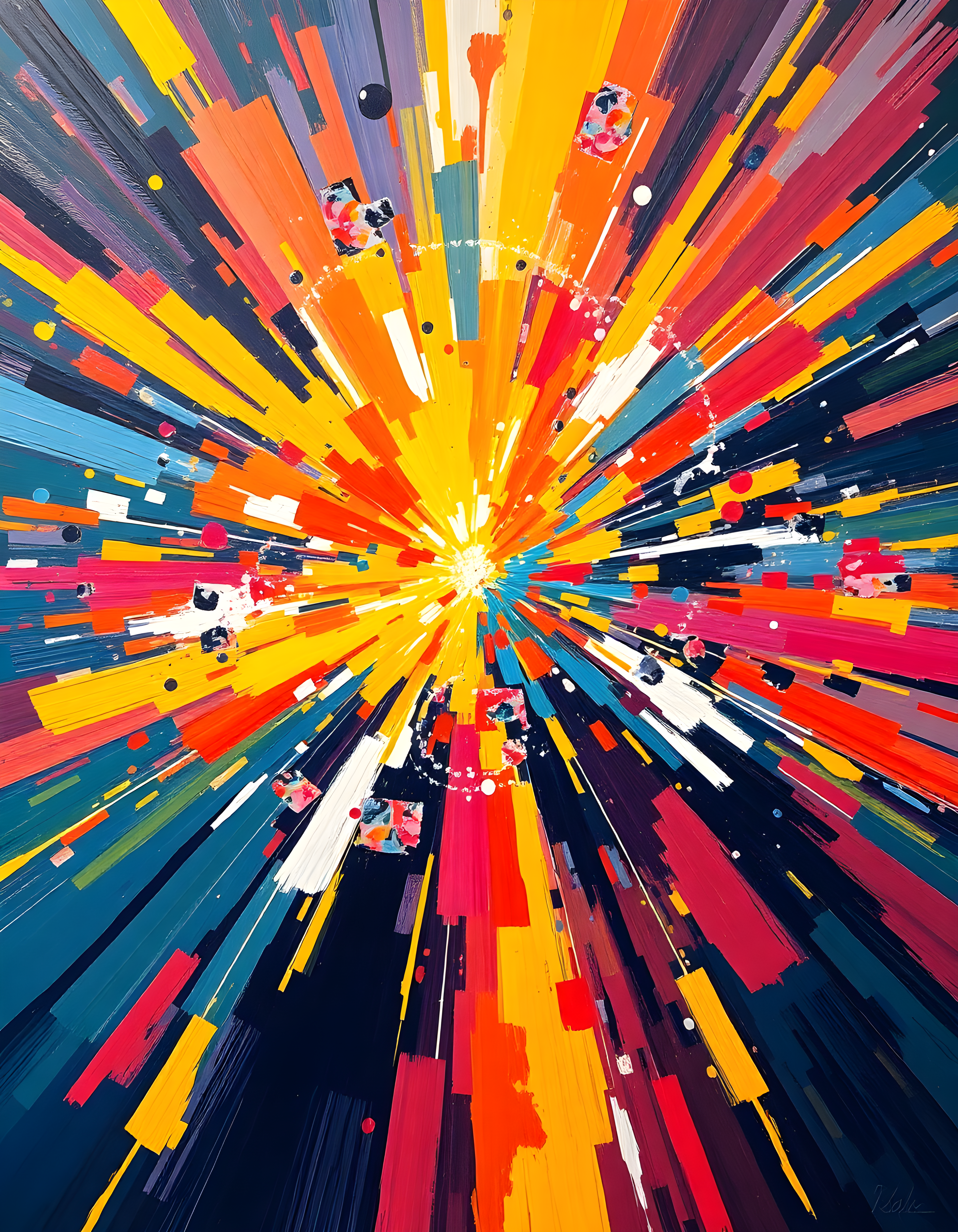 Radiant Sunburst Abstract Colorful Explosion Wall Art