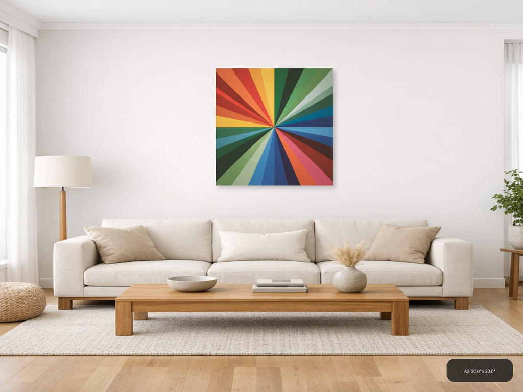 Colorful Radial Sunburst Rainbow Stripes Photography Wall Art — A2 / Living Room