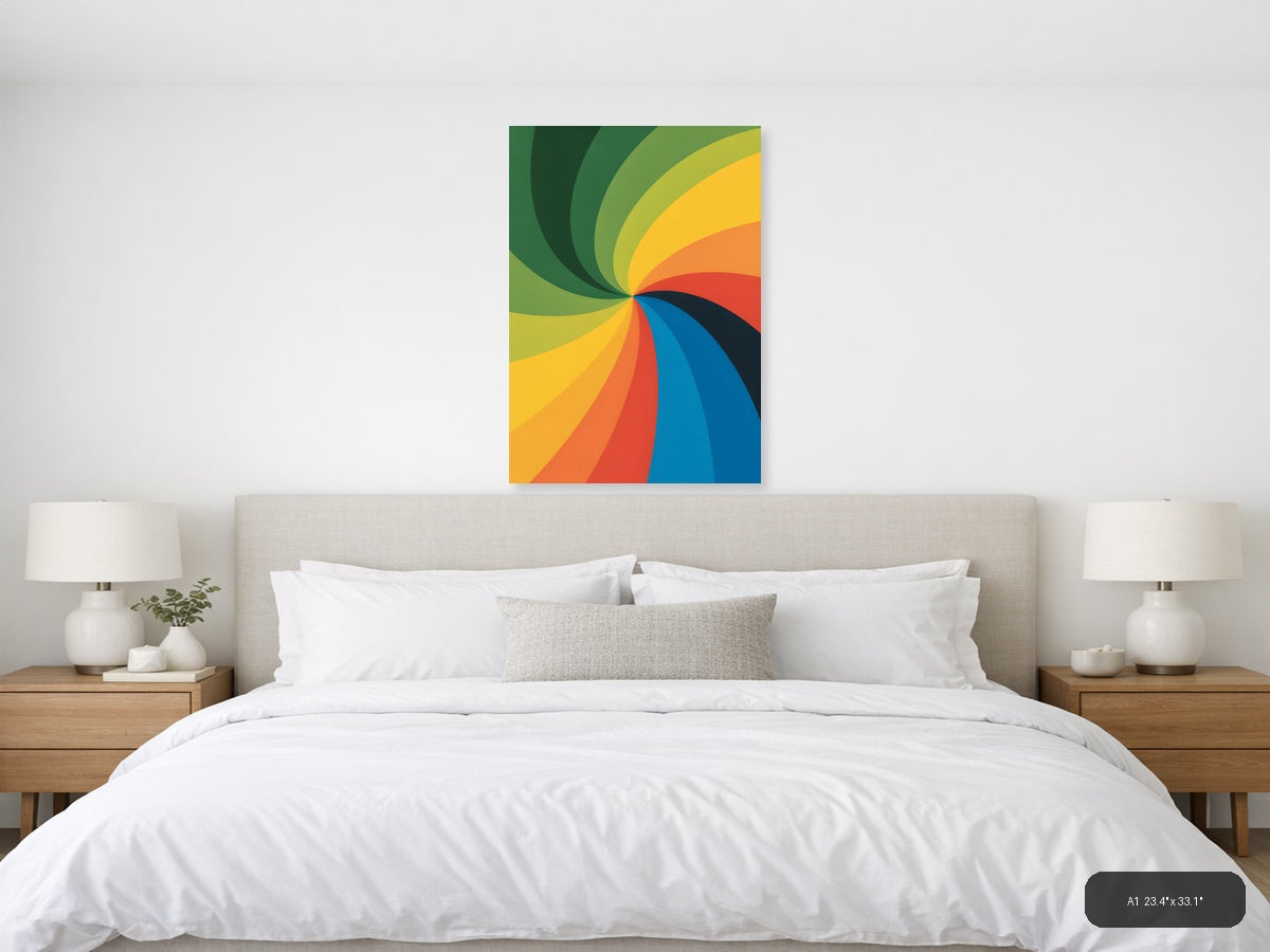 Colorful Spiral Rainbow Swirl Abstract Photography Wall Art — A1 / Bedroom