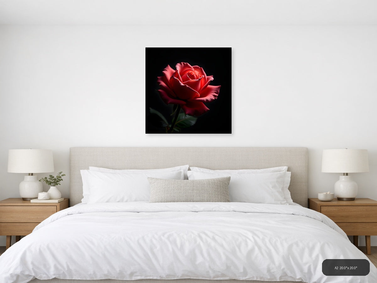 Red Rose Bloom on Black - Fine Art Photography Wall Art — A2 / Bedroom