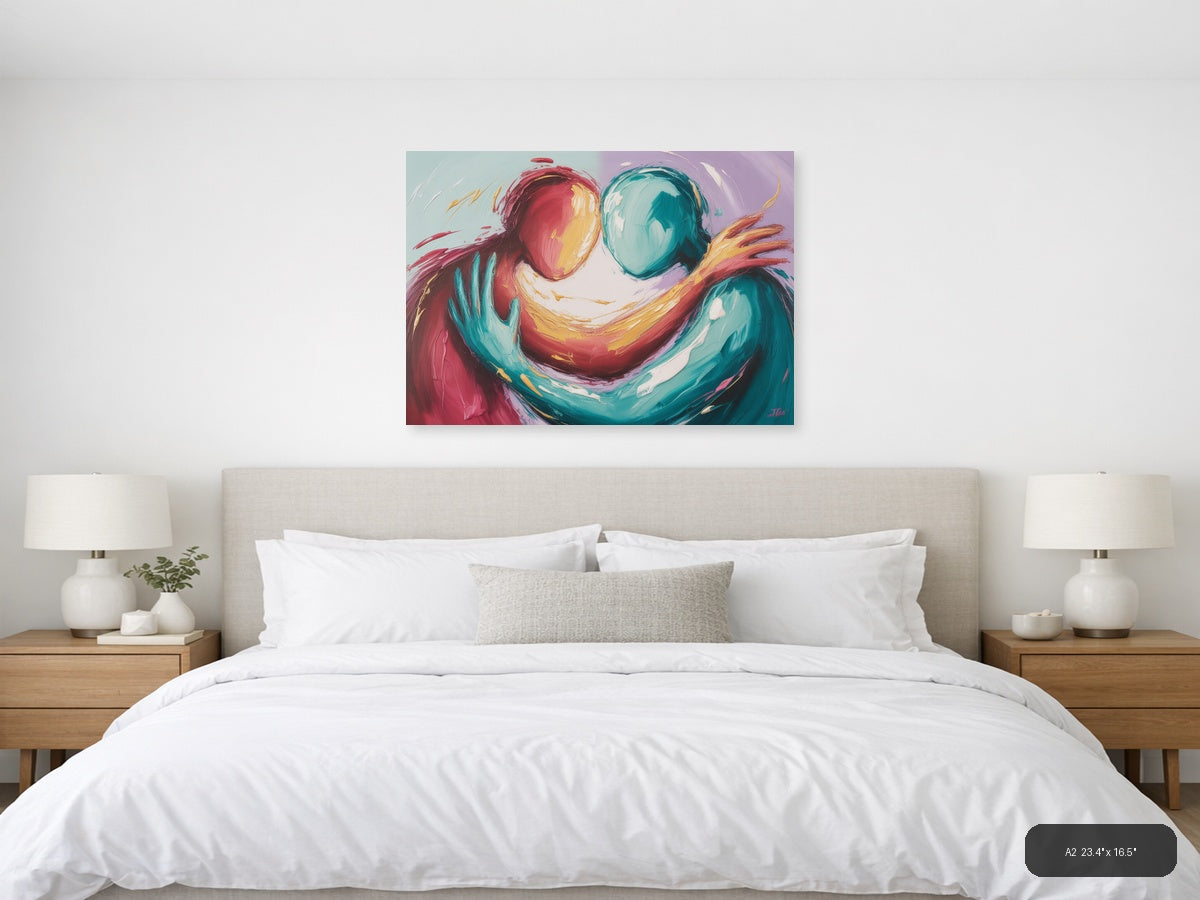 Abstract Colorful Figures Embracing Modern Wall Art — A2 / Bedroom