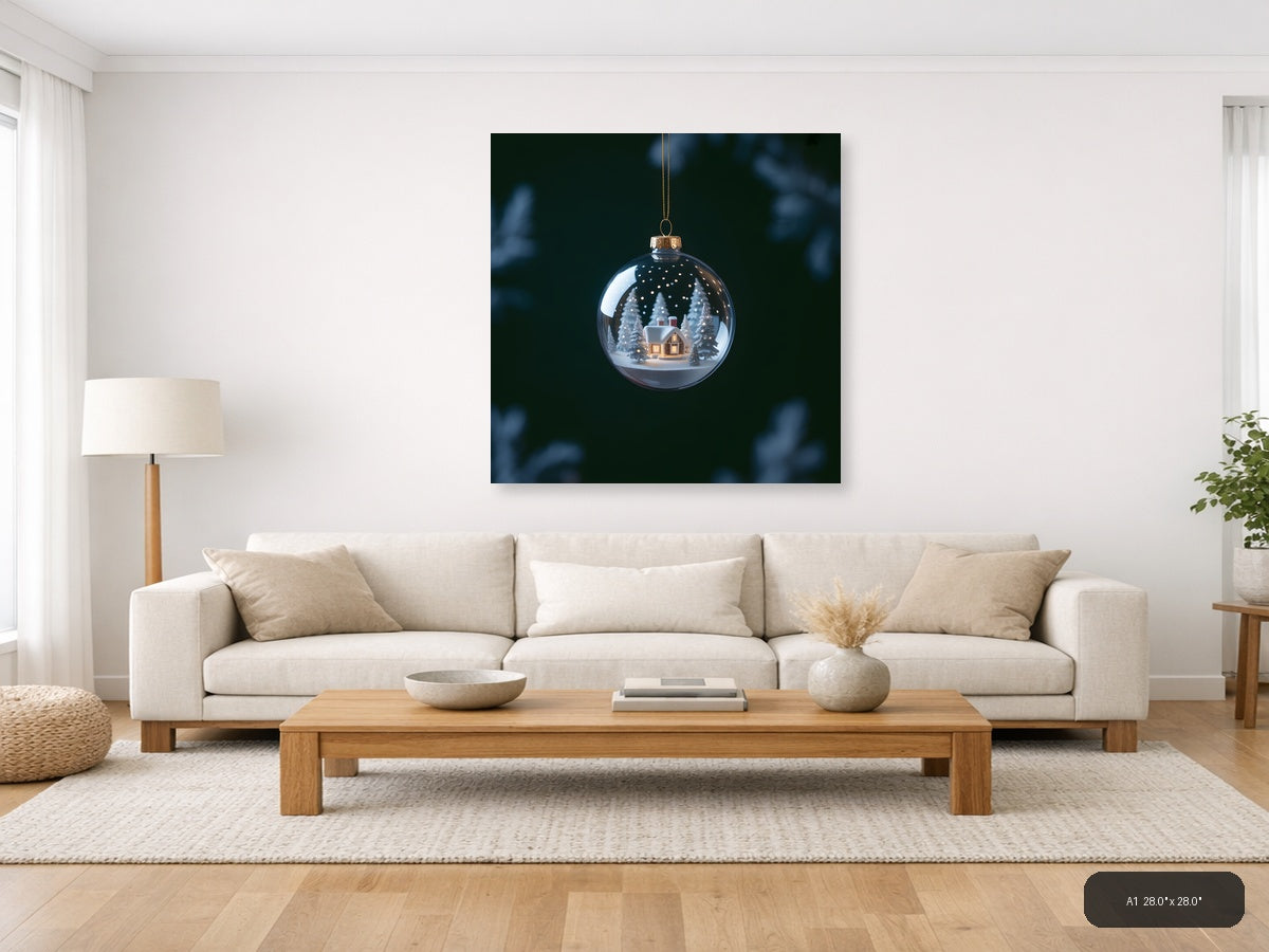 Winter Snow Globe House Photography Wall Art — A1 / Living Room