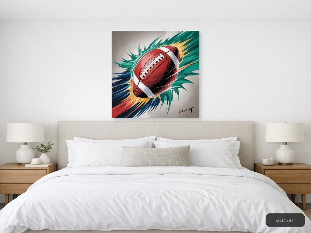 Football Prints — Abstract (Square) Canvas Print | Abstract Wall Art | A4 A3 A2 A1 — A1 / Bedroom