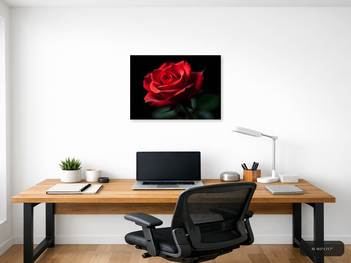 Red Rose on Black - Fine Art Photography Wall Art — A3 / Office