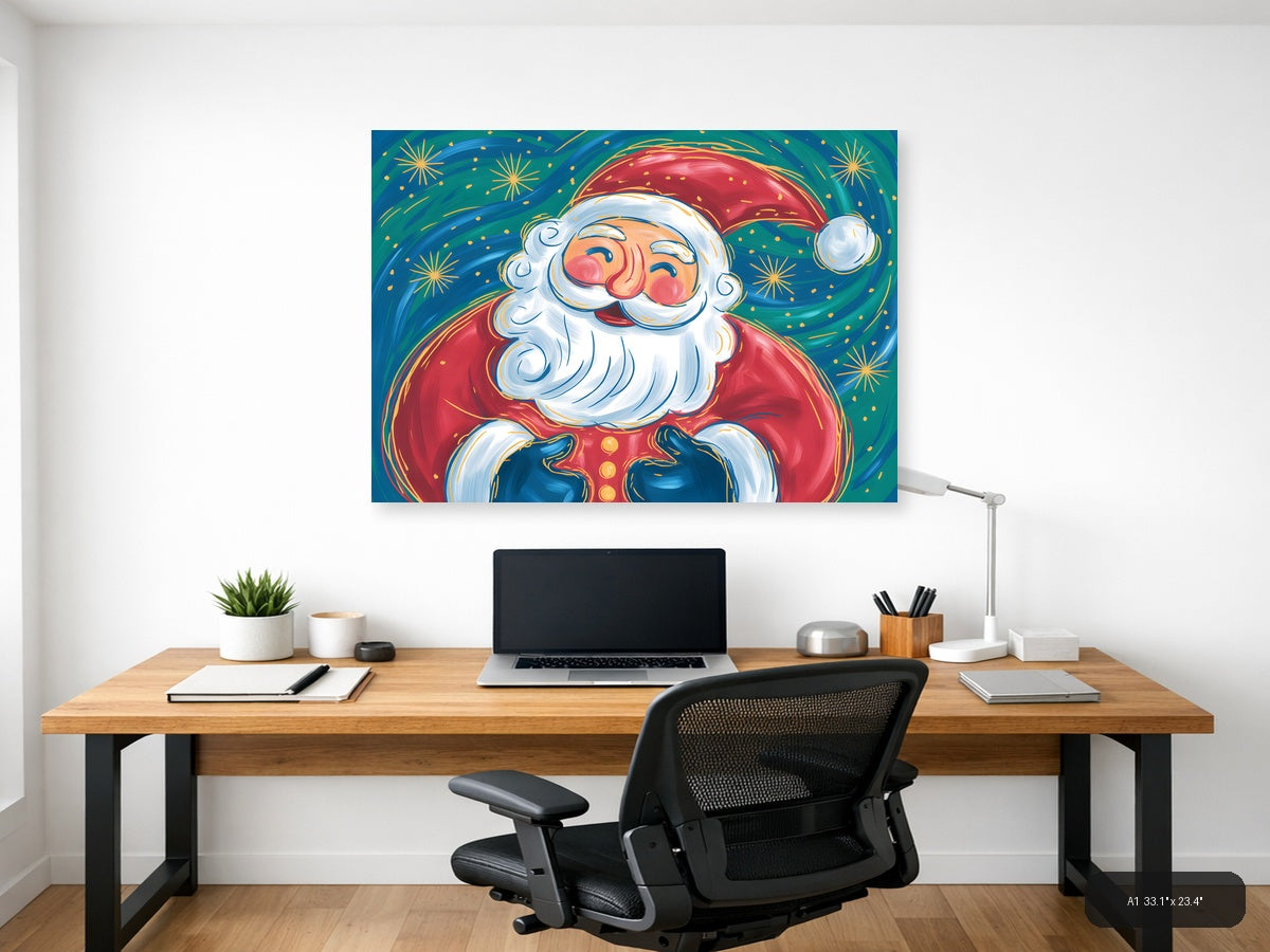 Jolly Santa Claus Abstract Colorful Wall Art — A1 / Office