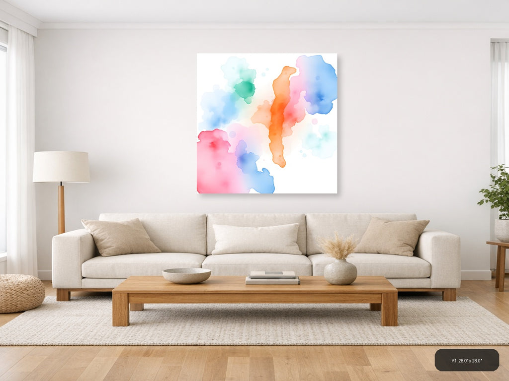 Colorful Watercolor Silhouettes Abstract Wall Art — A1 / Living Room