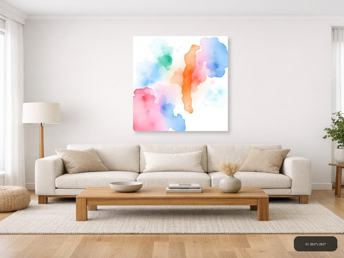 Colorful Watercolor Silhouettes Abstract Wall Art — A1 / Living Room