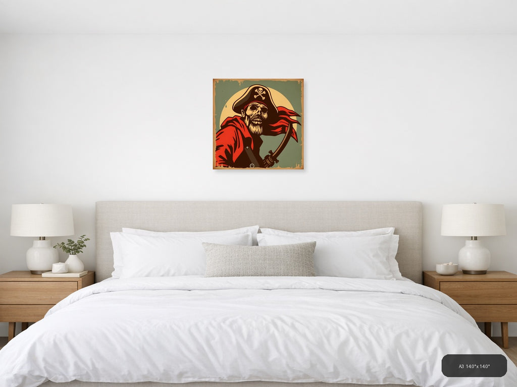 Pirate Skull Vintage Poster Wall Art — A3 / Bedroom