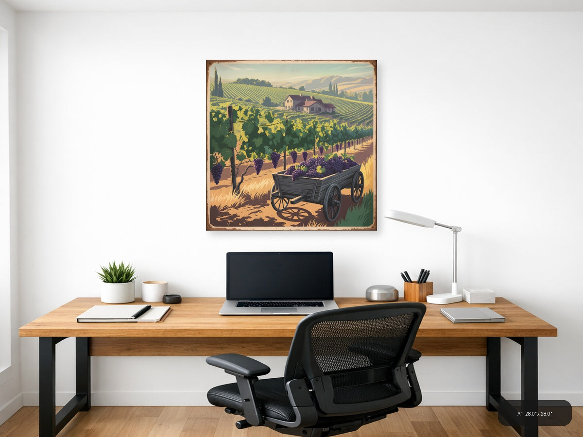 Vintage Vineyard Harvest with Farmhouse Wall Art — A1 / Office