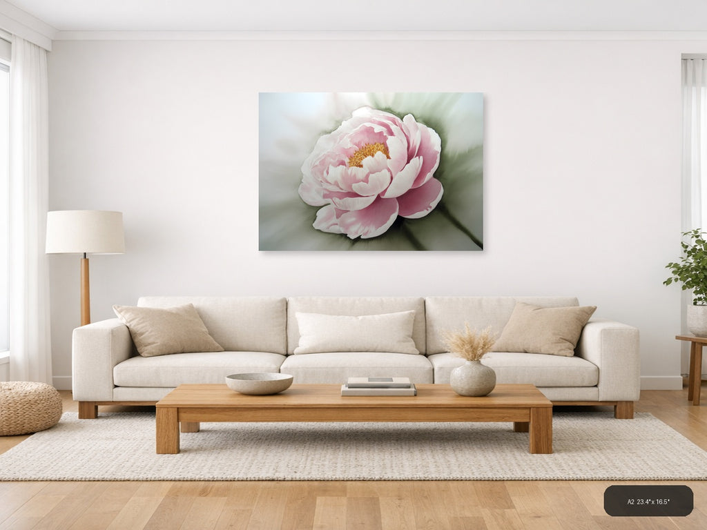 Pink Peony Watercolor Painting Wall Art — A2 / Living Room