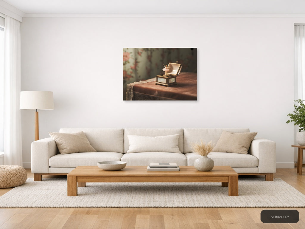 Vintage Music Box Ballerina Nostalgic Wall Art — A3 / Living Room